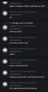 Zapis wpisów Wiktora P. z platformy Discord. Specjalista ds. swattingu.