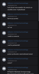 Zapis wpisów Wiktora P. z platformy Discord. Ja nie wiem, on w jakimś innym świecie żyje. A co zrobił, że tam powinien się znaleźć?