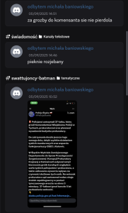 Zapis wpisów Wiktora P. z platformy Discord. Pomijając sprawę, komendant rejonowy jest tylko zarządcą lokalnym, pracuje dla okręgowych, a ci dla krajowych - w skali kraju.