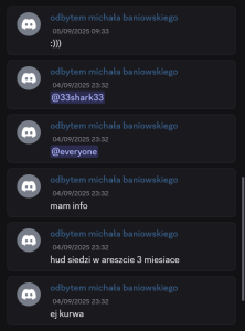 Zapis wpisów Wiktora P. z platformy Discord. Był człowiek, który wobec działań Wiktora P. prawie rok siedział w areszcie. Ja nie wiem czy wyszedł. W areszcie są mierne szanse na obronę.