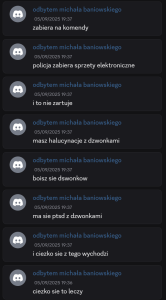 Zapis wpisów Wiktora P. z platformy Discord. Specjalista ds. nękania i PTSD.