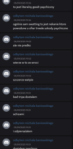 Zapis wpisów Wiktora P. z platformy Discord. Karma wraca.