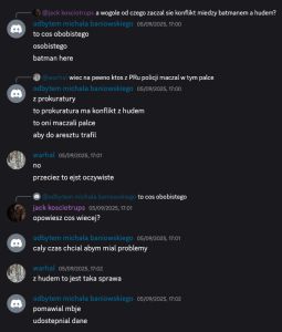 Zapis wpisów Wiktora P. z platformy Discord. A to oczywiste, że prokuratura ma ze mną konflikt. Sęk w tym, że to nie ja zacząłem.